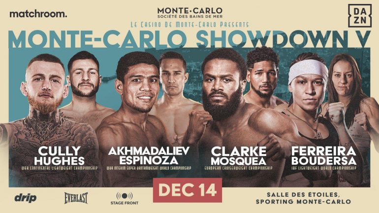 Akhmadaliev vs. Espinoza on December 14 in Monte Carlo